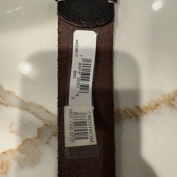 Brand New NWT Frye Dark Brown Distressed Leather Brass Belt Women’s Small S - Picture 5 of 5